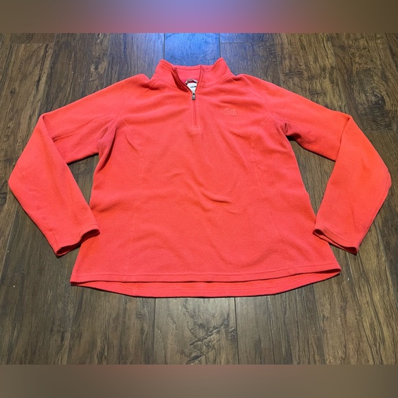 Neon pink North Face fleece 3/4 zipper pullover sweater Medium - Picture 2 of 6